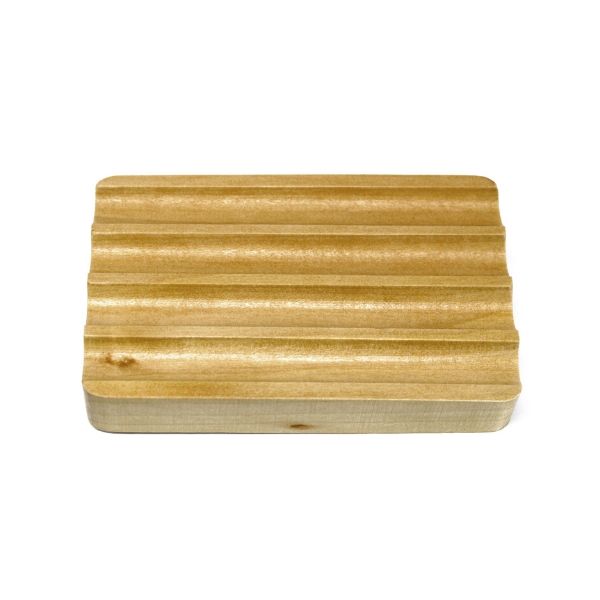 Hemu Wood Soap Dish - Corrugated